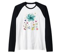 Summer Vibes Acuarela Floral Fruta Diseño Camiseta Manga Raglan