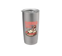 Summer Vibes Chicken Funny Pool Beach Day Vacaciones Vaso térmico de acero inoxidable de doble pared