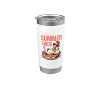 Summer Vibes Chicken Funny Pool Beach Day Vacaciones Vaso térmico de acero inoxidable de doble pared