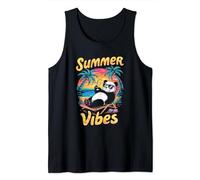 Summer Vibes Cool Panda con gafas en la playa Camiseta sin Mangas
