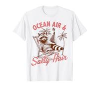 Summer Vibes Racoon Beach Vacay Ocean Air & Salado Un Cabello Camiseta