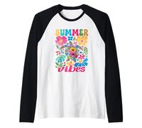 Summer Vibes Sea Turtle With Flowers Funny Beach Life Camiseta Manga Raglan