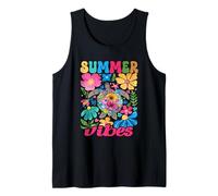 Summer Vibes Sea Turtle With Flowers Funny Beach Life Camiseta sin Mangas