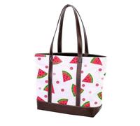 Summer Watermelon Donut-1220 - Bolso de cuero duradero lavado para mujer, asa superior, bolsos de hombro con bolsillos y cremallera