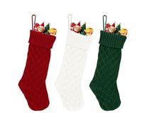 Summerdate Medias de Navidad de 46 cm, 3PCS Calcetines Navideños Tejidos, Gran Decoración Navideña con Patrones Clásicos, Adorno Colgante para Chimenea