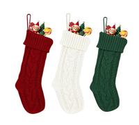 Summerdate Medias de Navidad de 46 cm, 3PCS Calcetines Navideños Tejidos, Gran Decoración Navideña con Patrones Clásicos, Adorno Colgante para Chimenea