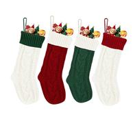 Summerdate Medias de Navidad de 46 cm, 4PCS Calcetines Navideños Tejidos, Gran Decoración Navideña con Patrones Clásicos, Adorno Colgante para Chimenea