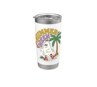 Summerween Art Spooky Ghost Patines de ruedas Palmera Vaso térmico de acero inoxidable de doble pared