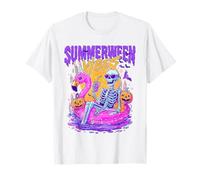 Summerween Esqueleto Flotador Halloween Flamingo Vibes Fun Camiseta