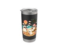 Summerween Fantasma Playa Lindo Fantasmas Verano Halloween Vaso térmico de acero inoxidable de doble pared