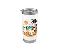 Summerween Fantasma Playa Lindo Fantasmas Verano Halloween Vaso térmico de acero inoxidable de doble pared