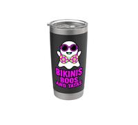 Summerween Ghost Bikini Boos Tatas Cute Spooky Beach Vaso térmico de acero inoxidable de doble pared