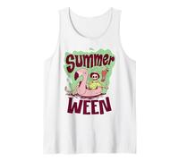 Summerween Vibes Esqueleto Piscina Flamenco Verano Halloween Camiseta sin Mangas