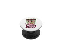 Summerween Vibes Esqueleto Piscina Flamenco Verano Halloween PopSockets PopGrip Adhesivo