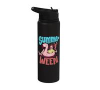 Summerween Vibes esqueleto piscina flamenco verano Halloween Stainless Steel Insulated Water Bottle