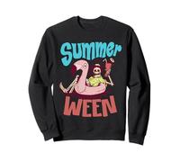 Summerween Vibes Esqueleto Piscina Flamenco Verano Halloween Sudadera