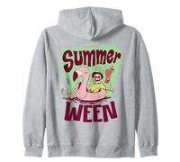Summerween Vibes Esqueleto Piscina Flamenco Verano Halloween Sudadera con Capucha