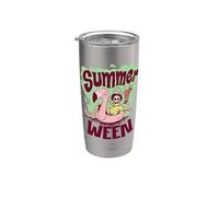 Summerween Vibes esqueleto piscina flamenco verano Halloween Vaso térmico de acero inoxidable de doble pared