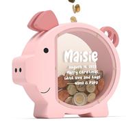 Summidate Hucha de madera personalizada para niñas, gran alcancía irrompible para niños, caja de ahorro de dinero para billetes, regalo de cumpleaños personalizado para niños, decoración de guardería