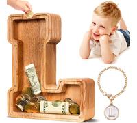 SummiDate Hucha Letras de Madera, Personalizar Nombre Alcancía Letras A-Z para Infantil Niñas Niños,Creativa para Regalo de Cumpleaños/Decoración del Hogar/Recuerdo