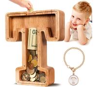 SummiDate Hucha Letras de Madera, Personalizar Nombre Alcancía Letras A-Z para Infantil Niñas Niños,Creativa para Regalo de Cumpleaños/Decoración del Hogar/Recuerdo