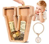 SummiDate Hucha Letras de Madera, Personalizar Nombre Alcancía Letras A-Z para Infantil Niñas Niños,Creativa para Regalo de Cumpleaños/Decoración del Hogar/Recuerdo