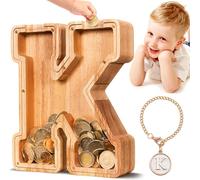 SummiDate Hucha Letras de Madera, Personalizar Nombre Alcancía Letras A-Z para Infantil Niñas Niños,Creativa para Regalo de Cumpleaños/Decoración del Hogar/Recuerdo