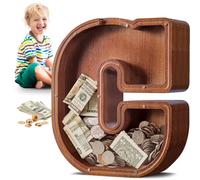 SummiDate Hucha Letras de Madera, Personalizar Nombre Alcancía Letras A-Z para Infantil Niñas Niños,Creativa para Regalo de Cumpleaños/Decoración del Hogar/Recuerdo