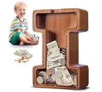 SummiDate Hucha Letras de Madera, Personalizar Nombre Alcancía Letras A-Z para Infantil Niñas Niños,Creativa para Regalo de Cumpleaños/Decoración del Hogar/Recuerdo