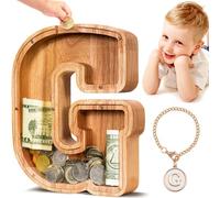 SummiDate Hucha Letras de Madera, Personalizar Nombre Alcancía Letras A-Z para Infantil Niñas Niños,Creativa para Regalo de Cumpleaños/Decoración del Hogar/Recuerdo