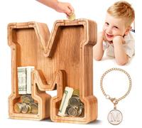 SummiDate Hucha Letras de Madera, Personalizar Nombre Alcancía Letras A-Z para Infantil Niñas Niños,Creativa para Regalo de Cumpleaños/Decoración del Hogar/Recuerdo