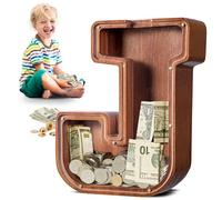 SummiDate Hucha Letras de Madera, Personalizar Nombre Alcancía Letras A-Z para Infantil Niñas Niños,Creativa para Regalo de Cumpleaños/Decoración del Hogar/Recuerdo