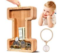 SummiDate Hucha Letras de Madera, Personalizar Nombre Alcancía Letras A-Z para Infantil Niñas Niños,Creativa para Regalo de Cumpleaños/Decoración del Hogar/Recuerdo