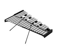 summina Xilófono de 32 tonos, acordeón, plata, aluminio, base de madera, varillas de aluminio macizo, con baquetas, instrumento de percusión con maletín, adecuado para estudiantes y adultos