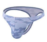 Summmer Code Micro Mesh String Tanga Slip para Hombre T-Back Ropa Interior Elastane Bikini Talle Bajo Calzoncillos, Azul, S