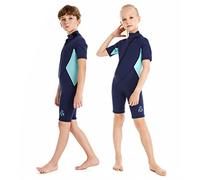 Summshall 2mm Traje de Neopreno para Niños Niñas, Térmico Traje de Baño Ultra Elástico Cálido Traje de Buceo Delantera Cremallera Kids Shorty Wetsuit para Hacer Snorkel Buceo Natación Surf