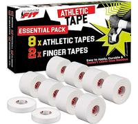 Summum Fit White Athletic Tape Extremely Strong: 8 Rolls + 2 Finger Tape. Easy to Apply & No Sticky Residue. Sports Tape for Boxing, Football, BJJ, Climbing. Enhance Wrist, Ankle & Hand Protection Now