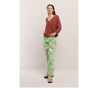 Summum Woman Cropped Flared Pants Swirl Print Stretch Twill Island Green Talla: 36 | Pantalones Outlet | Mujer | Verde