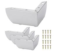 SUMNACON 4 patas para muebles de 5 cm, de acero, patas para sillas, mesas, armarios, cajones, sofás, con tornillos, patas de muebles, fácil montaje, triángulo (plata)