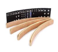 SUMNACON 4 Soportes para Cartas de Juego de 13 Pulgadas, Soporte Curvado para Tarjetas de Madera para Adultos, Accesorios para Juegos de Cartas para Puente, Go Fish, Uno