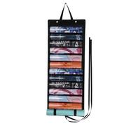 SUMNACON Bolsa de almacenamiento de tubo de juego con ranuras transparentes, soporte para tapete de juego MTG colgante negro, estante de almacenamiento portátil con 2 ganchos, se adapta a tapetes de