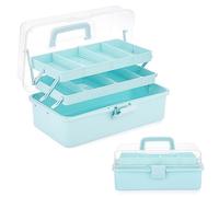 SUMNACON Caja multiusos de 3 capas, sin BPA, caja de costura, maletín médico, caja de lápices, caja de clasificación ajustable, caja de cosméticos, organizador portátil con tapa para herramientas de