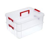 Sumnacon Contenedores de caja de almacenamiento de artesanía apilables de 2 niveles,rojo