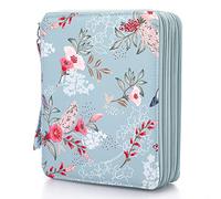 SUMNACON Estuche organizador de lápices de colores con gran capacidad y soporte para escuela, oficina, viaje, regalo para familia y amigos (diseño de flores y pájaros, azul claro), azul, Fashion