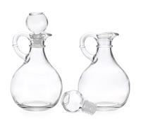 SUMNACON Juego de 2 botellas de vidrio de aceite y vinagre con boquilla, dispensador de aceite de oliva transparente, olla redonda para jarabe de ensalada y agua