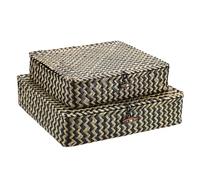 SUMNACON Juego de 2 Cajas de Almacenaje, Recipientes de Mimbre Trenzados Planos con Tapa, Color Negro, Cajas de Mimbre Natural