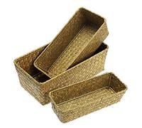 Sumnacon Juego de 3 canastas de almacenamiento Seagrass Canasta de escritorio tejida Seagrass, Natural