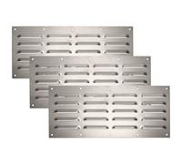 SUMNACON Paquete de 3 paneles de ventilación de acero inoxidable para rejilla de ventilación, rectangular, 38 x 16,5 cm, panel de ventilación de albañilería, hoguera, chimenea, panel de escape para