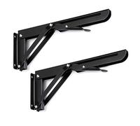 Sumnacon Soportes plegables resistentes para estantes, de metal resistente, soporte de estante plegable de 10 pulgadas, 2 bisagras plegables para estante montado en la pared, carga máxima de 132