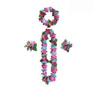 Sumneo Juego de 6 cadenas hawaianas con corona de flores, collar hawaiano con flores, pulsera y diadema para decoración de fiestas hawaianas, carnaval, playa, cumpleaños, bodas para mujeres y hombres